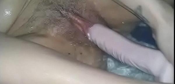  Nasty Milf uses 2 big dildos in the tub